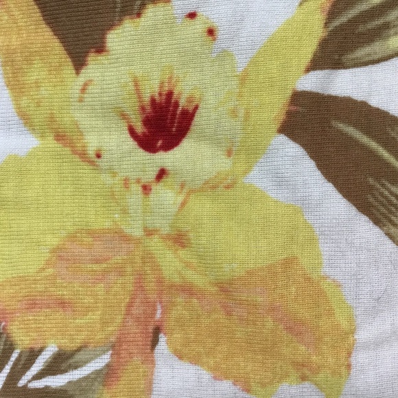 Talbots Tropical Flower Red Orange Yellow Hibiscus 100% Cotton 3/4 Sleeve Shirt - Picture 11 of 11